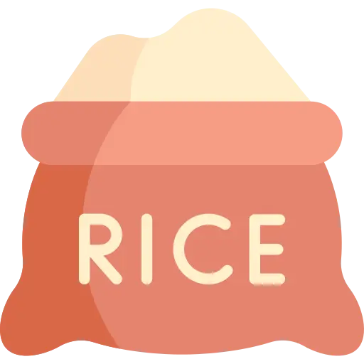 Icon of a rice bag, representing the availability of high-quality rice along with various spices in Sharjah